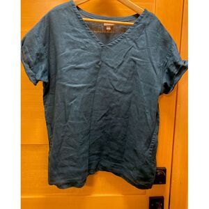 J Jill 100% Linen Shirt Size‎ XS/S Deep Blue  Oversized